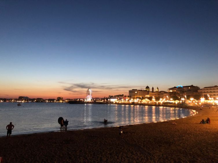 The iconic Veillat Beach by night
