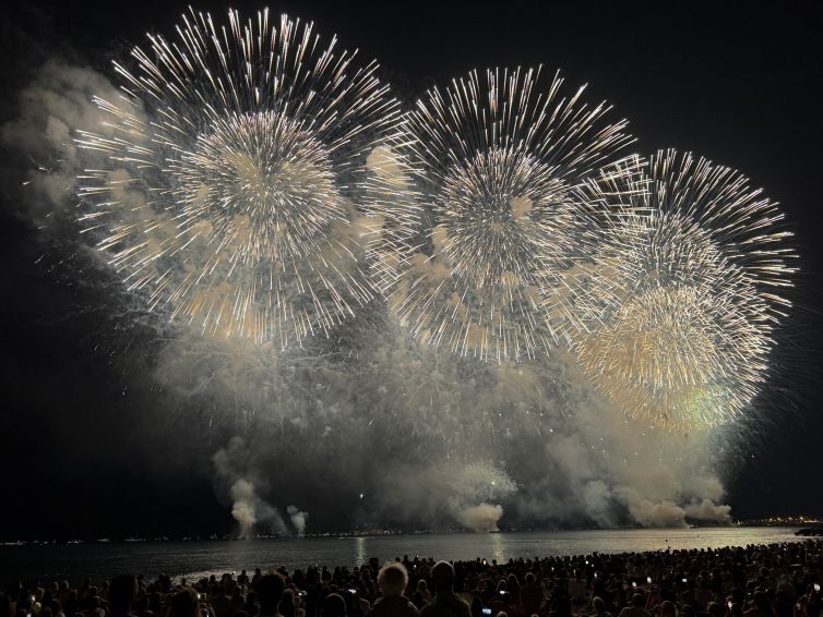 Spectacular fireworks and music show at Veillat Beach